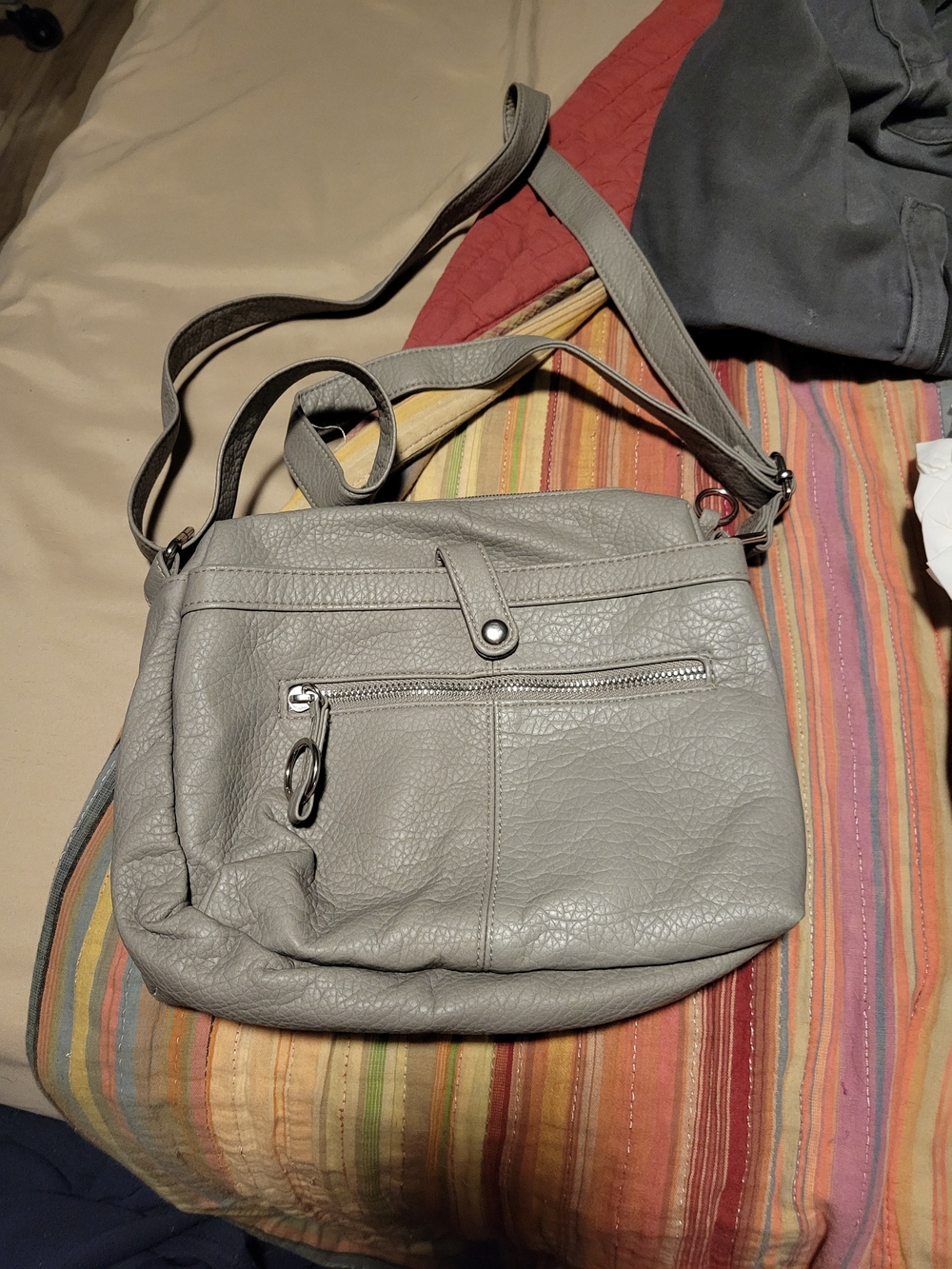 Bueno Light Gray Pebbled Crossbody Bag